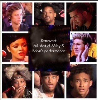 Celebrity reactions during VMA performance.  Dear Hollywood:  there IS a line.